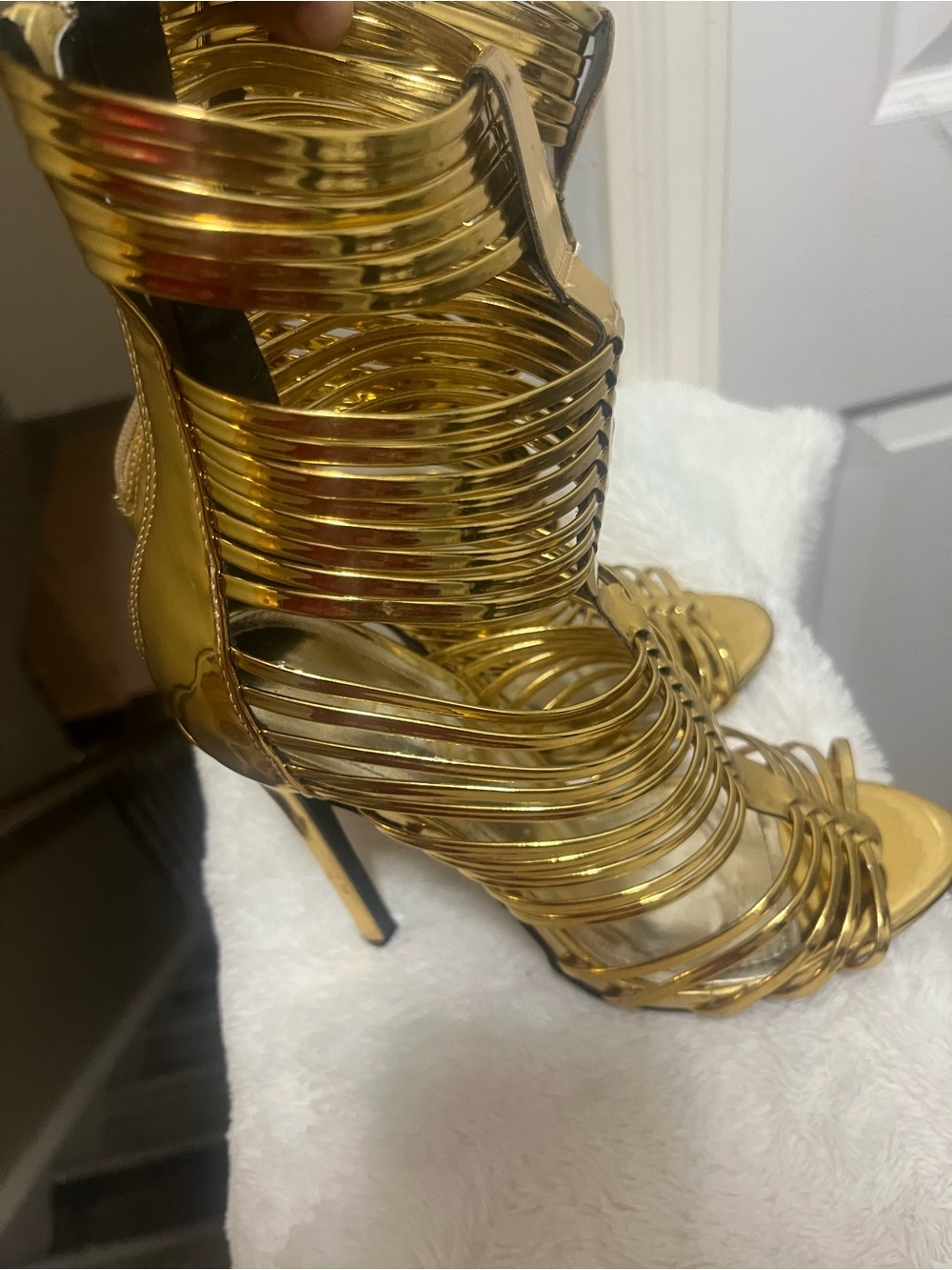 Giuseppe Zanotti Metallic Gold Strappy Stiletto Sandals